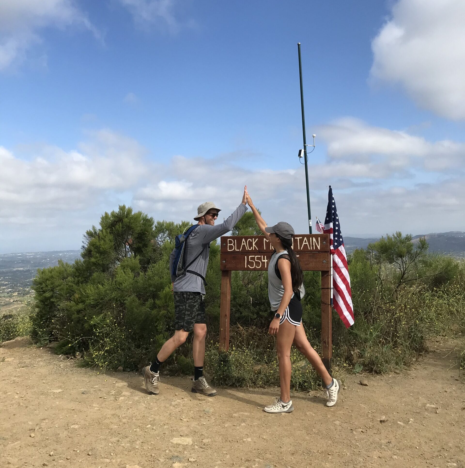 High Fiving at Black Mountain Summit