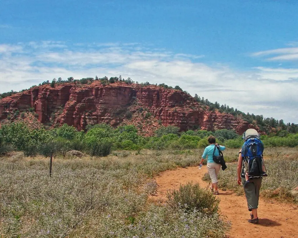 hiking with kids in carrier