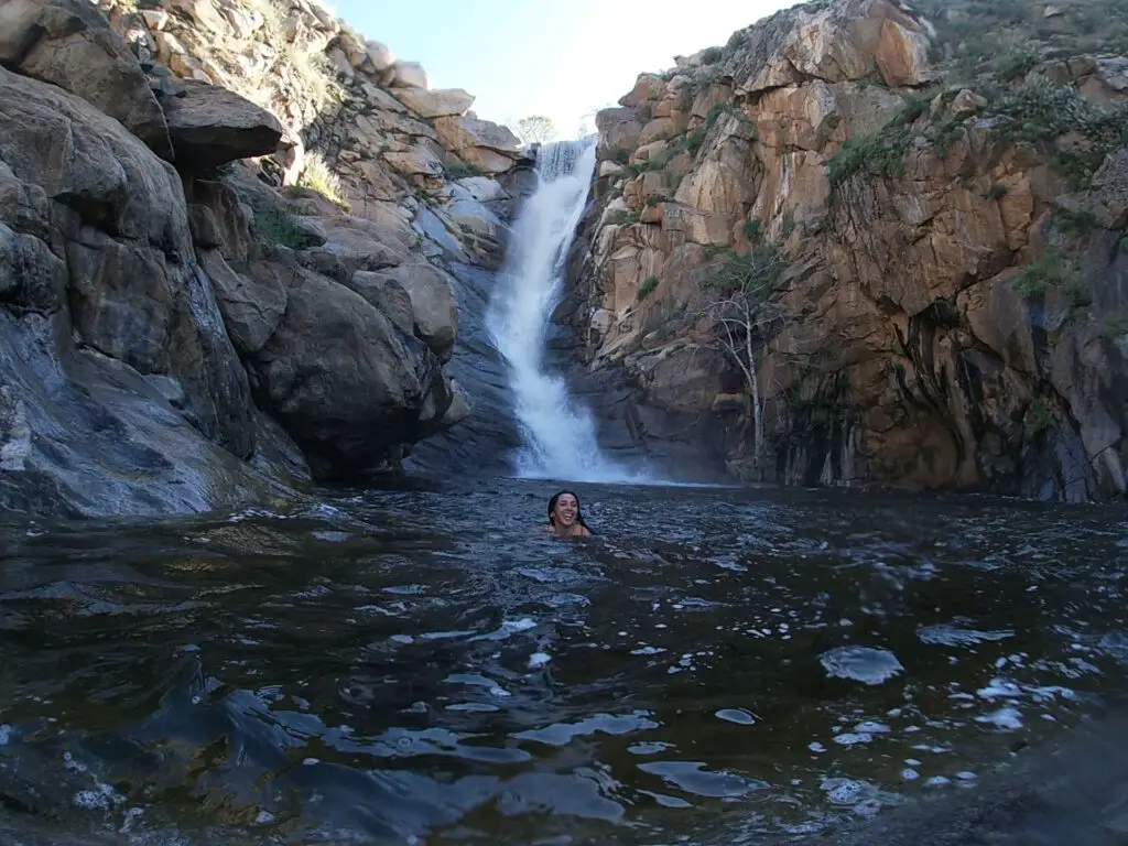Swimming at Cedar Creek Falls in San Diego