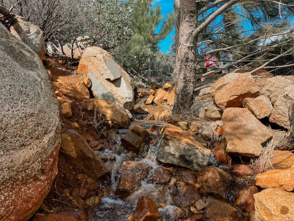 Snow melt on cuyamaca peak loop trail